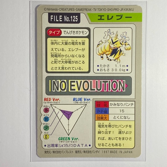 Pokemon Toys Electabuzz 997 Bandai Carddass Pokmon Card Poshmark Pokemon Toys Electabuzz 997 Bandai Carddass Pokmon Card Poshmark